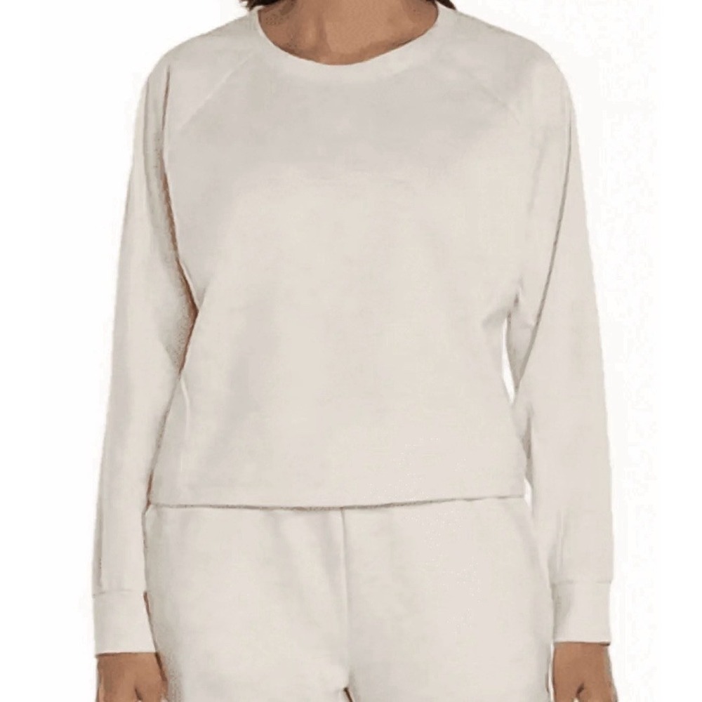 Express Women's Long Sleeve Top Heather Cream Soft Crew Neck Size Large NWT
